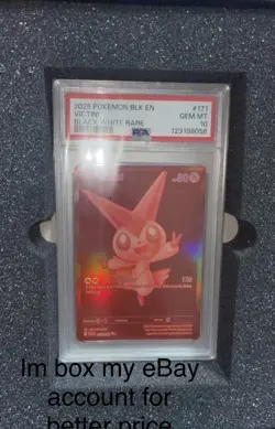 2025 POKEMON BLK EN-BLACK BOLT 171/86 VICTINI BLACK WHITE RARE PSA 10 GEM MINT - Image 1