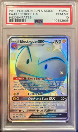 2019 Pokemon Sun & Moon Hidden Fates FA Electrode GX Shiny Vault SV57 PSA 10 Gem - Image 1