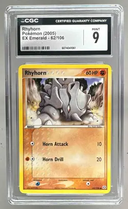 6074041061 Rhyhorn 2005 Pokemon EX Emerald #62/106 CGC 9 - Image 1