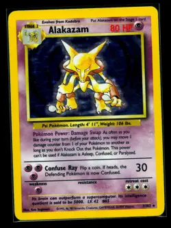 POKEMON ALAKAZAM HOLOGRAPHIC CARD 1/102 BASE SET 1999 LP+ - Image 1