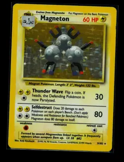 Pokemon TCG Magneton Base Set 9/102 Holo Rare 60 HP Card 1999 English LP - Image 1