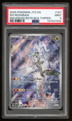 PSA 9 MINT N's Reshiram IR Stamped Journey Together 167/159 Pokemon Card TCG - Image 1