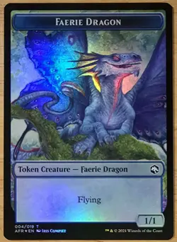 X 1 Faerie Dragon Token FOIL NM-M AFR 004 MTG Magic The Gathering - Image 2
