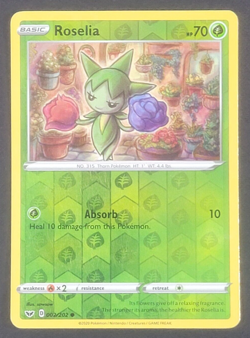 Pokemon TCG - Roselia 002/202 - Sword & Shield - Reverse Holo - LP - Common 2020 - Image 1