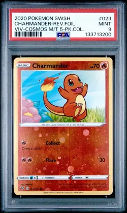 PSA 9 Charmander Reverse Cosmo Holo English Vivid Voltage Promo 023/185 Pokemon - Image 1