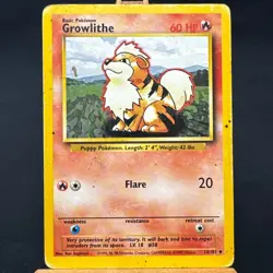 Growlithe - 28/102 - Base Set - Unlimited - Uncommon - Pokemon - WOTC - Damaged - Image 1