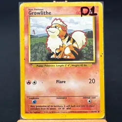 Growlithe - 28/102 - Base Set - Unlimited - Uncommon - Pokemon - WOTC - Damaged - Image 3