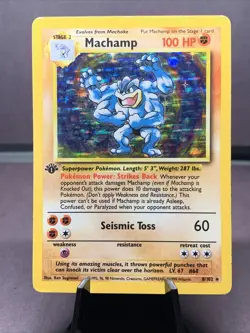 Pokemon TCG Machamp Holo 1st Edition Base Set #8/102 Holo Rare VTG WOTC - Image 1