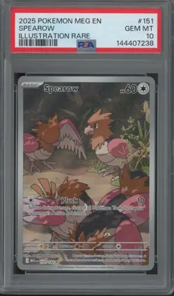 2025 Pokemon MEG EN Illustration Rare #151 Spearow Gem Mint PSA 10 - Image 1