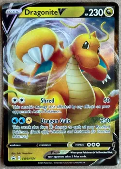 2021 POKEMON TCG SWSH DRAGONITE V BLACK STAR PROMO ULTRA RARE HOLO SWSH154 NM+ - Image 1