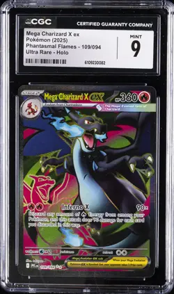 2025 POKEMON PHANTASMAL FLAMES ULTRA RARE - HOLO MEGA CHARIZARD X EX CGC 9 - Image 1