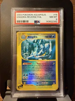 Pokemon Kingdra Aquapolis 019/147 Rare Reverse Holo PSA 8 2002 English - Image 1