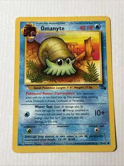 Pokemon TCG Omanyte Fossil 1st Edition Common Card 52/62 - Image 1