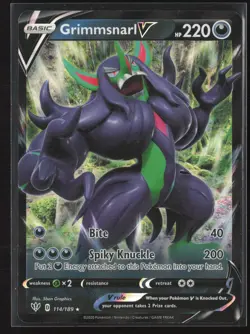 Grimmsnarl V Ultra Rare SWSH03: Darkness Ablaze 114/189 NM Pokemon Card - Image 1