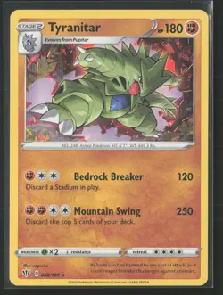 Tyranitar Holo Rare SWSH03: Darkness Ablaze 088/189 NM Pokemon Card - Image 1