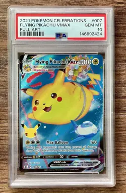 PSA 10 GEM MINT Flying Pikachu VMAX 007/025 FULL ART Celebrations Pokemon Card - Image 1