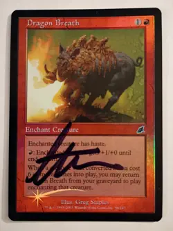 Magic The Gathering - 1x Signed Foil Dragon Breath - Scourge - Image 1