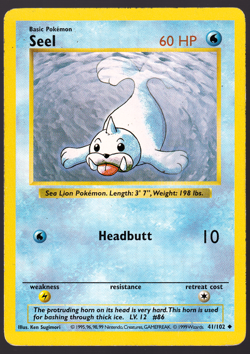 Seel 41/102 Shadowless Base Set Pokemon Card 1999 HP - Image 1