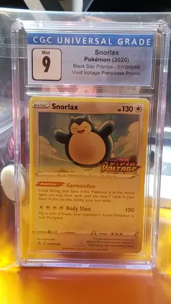 Pokemon TCG CGC 9 MINT Snorlax SWSH068 Vivid Voltage Prerelease Promo - Image 1