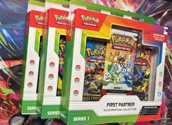Pokemon TCG First Partner Illustration Collection Promo Series 1 (3 Boxes) - Image 1