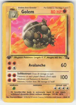 Golem 36/62 Uncommon Fossil Pokemon 1st Edition HP - Image 1