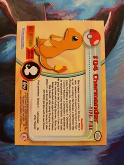 CHARMANDER 1999 Topps Pokemon Black Logo Silver Holo Foil Vintage Rare # 04 - Image 2
