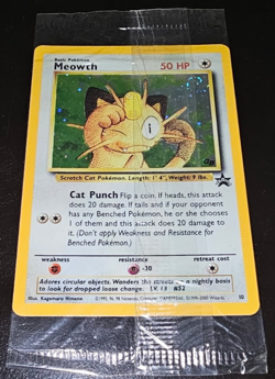 Pokemon TCG Vintage FACTORY SEALED Meowth Black Star Promo #10 Rare-Holo-SWIRL - Image 1