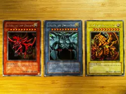 Yu-Gi-Oh Egyptian God Card Set (Slifer, Obelisk, Ra) GBI Secret Rare LP/NM - Image 1
