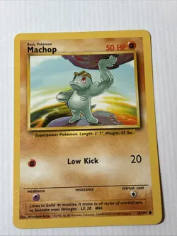 Pokemon TCG Machop Base Set 52/102 Unlimited Common Card WOTC Played LP - Image 1