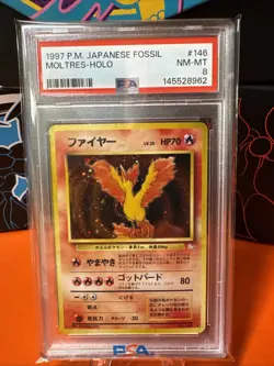 PSA 8 1997 Moltres Holo Japanese Fossil Holo On The Tail! New Cert - Pokemon - - Image 2