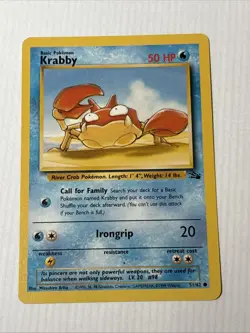 Pokemon TCG Krabby Fossil Card Regular Common, 51/62 - Image 1