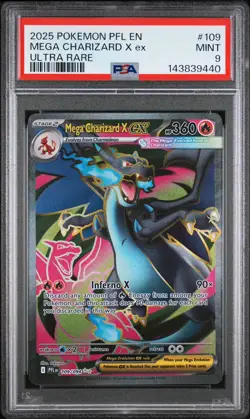 2025 Pokemon Phantasmal Flames Mega Charizard X ex Ultra Rare PSA 9 #109/094 - Image 1
