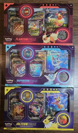 Pokemon VMAX Premium Collection Box Vaporeon Flareon Jolteon Sealed Boxes - Image 1