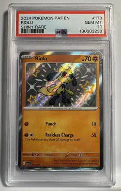 2024 POKEMON PAF EN-PALDEAN FATES SHINY RARE #173 RIOLU PSA 10 - Image 1