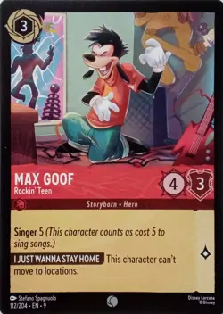 112/204 MAX GOOF ROCKIN' TEEN EN9 COMMON DISNEY LORCANA CARD - Image 1