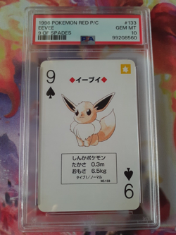 1996 Pokemon Eevee 9 of Spades Red Charizard Poker Playing Card PSA 10 Gem Mint - Image 1