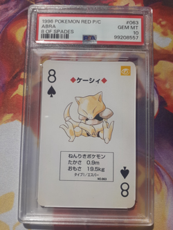 1996 Pokemon Red Version Playing Card 8 of Spades #063A Abra PSA 10 Gem Mint - Image 1