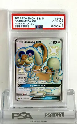 NEW 2019 POKEMON TCG CARD SUN & MOON HIDDEN FATES SV80 FULL ART DRAMPA GX PSA 10 - Image 1