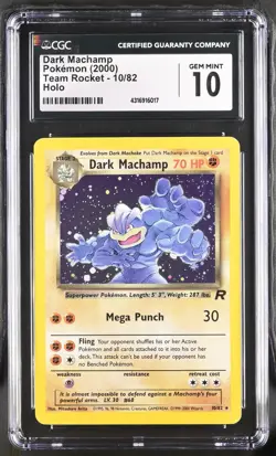 Dark Machamp 10/82 Team Rocket Holo CGC 10 GEM Mint Vintage Pokemon Card - Image 1