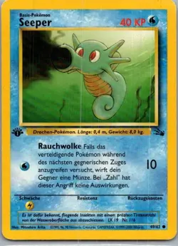 Horsea 49/62 1st Edition Fossil Common Pokemon Card LP-NM Seeper German - Image 1