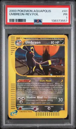 PSA 1 2003 Aquapolis Umbreon Reverse Holo Foil Rare 41/147 WOTC E-Reader Pokemon - Image 1