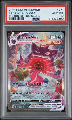 2021 POKEMON SWORD & SHIELD FUSION STRIKE SECRET FULL ART/GENGAR VMAX PSA 10 - Image 1