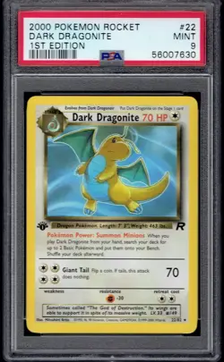 2000 Pokemon Dark Dragonite 1st Edition 22/82 PSA 9 (Team Rocket) - Image 1