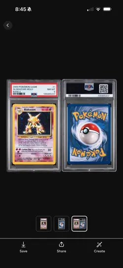 2000 Pokemon Base Set 2 Alakazam #1 - English Holo 1/130 - PSA 8 NM-MT - Image 3
