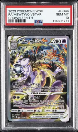 2023 POKEMON SWORD & SHIELD CROWN ZENITH #GG44 FULL ART/MEWTWO VSTAR PSA 10 - Image 1