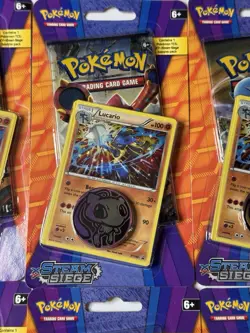 Pokemon TCG XY Steam Siege - Lucario Black Star Promo - Sealed W/ Coin (9 Packs) - Image 2