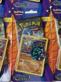 Pokemon TCG XY Steam Siege - Lucario Black Star Promo - Sealed W/ Coin (9 Packs) - Image 3