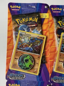 Pokemon TCG XY Steam Siege - Lucario Black Star Promo - Sealed W/ Coin (9 Packs) - Image 5