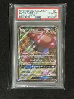 2019 Pokemon Sun & Moon Cosmic Eclipse Vileplume GX Full Art #211/236 (PSA 10) - Image 1