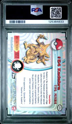 1999 TOPPS POKEMON TV #64 KADABRA PSA 10 - Image 2